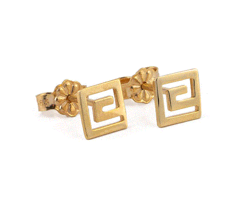 Greek Key Earrings - Gold vermeil